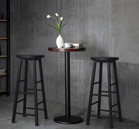 Rootz Industrial Bar Stool - Counter Stool - Metal and Wood Stool - Sturdy Construction - Versatile Use - Floor Protectors - Seat Height 71cm, Diameter 30cm