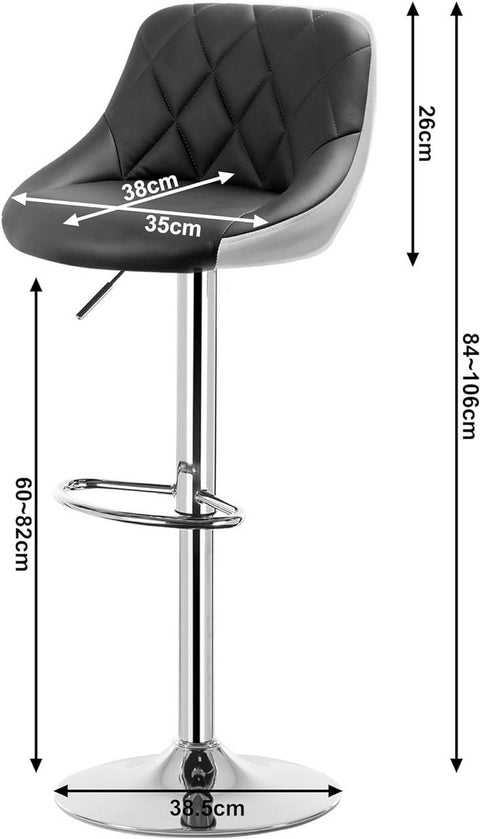 Rootz Bar Stool - Adjustable Counter Stool - Swivel Barstool - Comfortable, Stylish, Durable - Chrome-Plated Steel - 38cm x 35cm, Height 84cm-106cm Adjustable