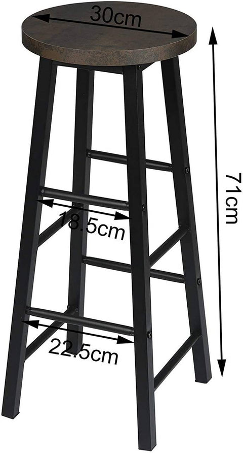 Rootz Industrial Bar Stool - Counter Stool - Metal Stool - Sturdy Steel Frame - Versatile Design - Comfort Features - 71cm Seat Height x 30cm Seat Diameter