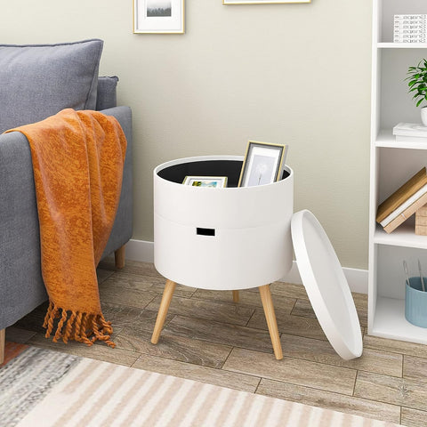Rootz Scandinavian Round Bedside Table - Nightstand - Storage Table - Ample Storage - Chic Design - Durable Construction - 38cm x 49cm x 38cm