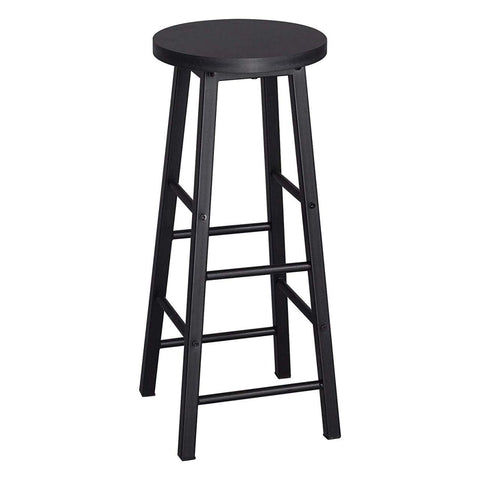 Rootz Industrial Bar Stool - Counter Stool - Metal and Wood Stool - Sturdy Construction - Versatile Use - Floor Protectors - Seat Height 71cm, Diameter 30cm