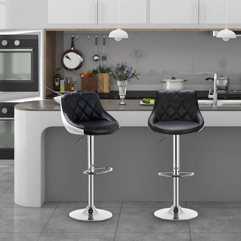 Rootz Bar Stool - Adjustable Counter Chair - Swivel Barstool - Comfortable, Ergonomic, Easy Assembly - Chrome-Plated Steel, Faux Leather - 38cm x 35cm, 84cm-106cm Adjustable Height