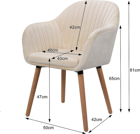 Rootz Ergonomic Dining Chair - Comfort Chair - Stylish Seating - High-Density Foam - Velvet Upholstery - Easy Assembly - 81cm x 40cm x 47cm