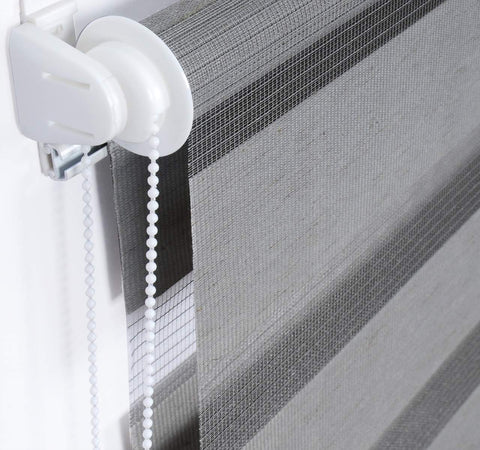 Rootz Double Roller Blind - Window Shade - Privacy Screen - Sun Protection - 55x150 cm - Easy Installation Without Drilling - Grey Woodlook Finish