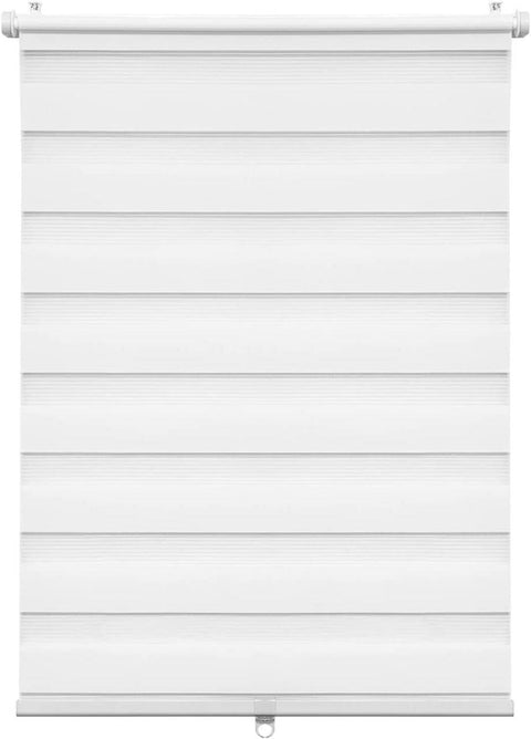 Rootz Double Roller Blind - Cordless Window Cover - Klemmfix Blinds - Child Safe - White Polyester - Easy Install - 90cm x 130cm