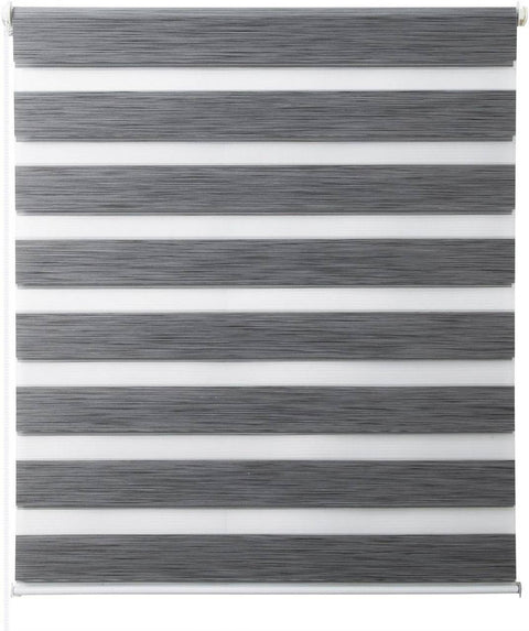 Rootz Double Roller Blind - Window Covering - Privacy Shade - Easy Installation - Grey 85x150cm - Light Control & Privacy - Durable Polyester