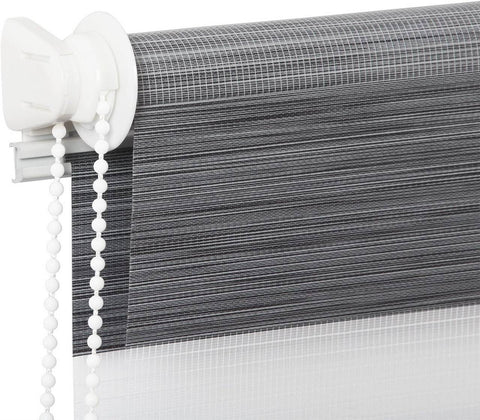 Rootz Double Roller Blind - Privacy Screen - Sun Protection - Durable Polyester - Grey 60x150 cm - Ideal for Windows & Doors