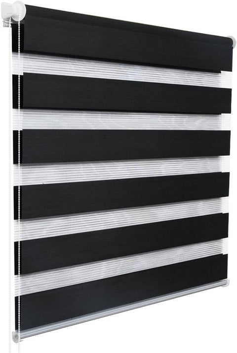 Rootz Double Roller Blind - Duo Rollo - Black Shade - Sun & Privacy Protection - Easy Install, 90x150cm - Fits Window & Door Frames