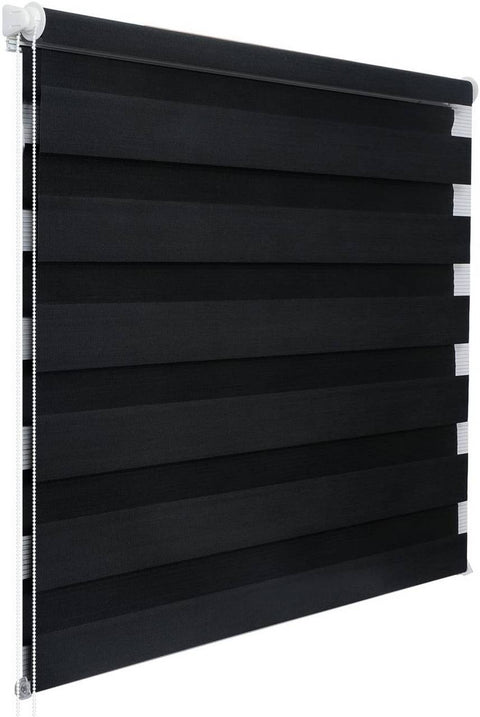 Rootz Double Roller Blind Black- Window Shade - Privacy Screen - Light Control - 55cm x 150cm - Easy Install & Clean - Polyester Fabric
