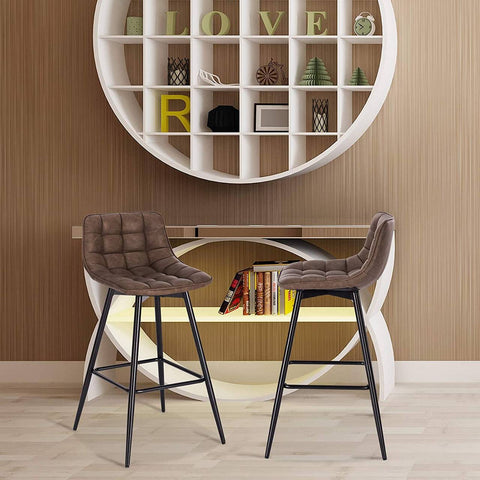 Rootz Bar Stool - Designer Bar Chair, Counter Stool - Faux Leather, Metal Legs - Comfortable & Ergonomic, Sturdy & Durable, Versatile & Stylish - Seat Height: 64cm, Seat Size: 43cm x 35.5cm, Backrest Height: 23.5cm