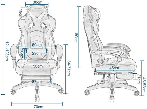 Rootz Gaming Chair - Bureaustoel - Computerstoel - Verstelbaar comfort - Ademend materiaal - Ergonomische ondersteuning - 121cm-128cm x 56cm x 46cm