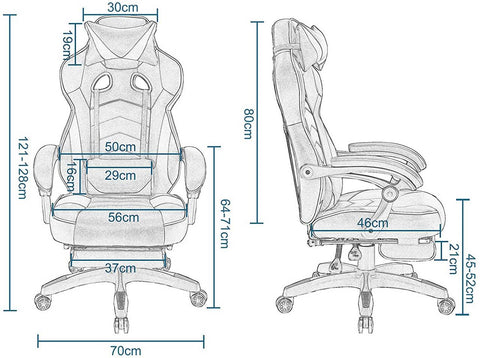 Rootz Gaming Chair - Office Chair - Computer Chair - Breathable Mesh - Adjustable Height and Tilt - Ergonomic Design - Black and White - 56cm x 46cm x 121-128cm