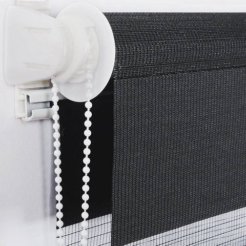 Rootz Double Roller Blind - Duo Rollo - Black Shade - Sun & Privacy Protection - Easy Install, 90x150cm - Fits Window & Door Frames