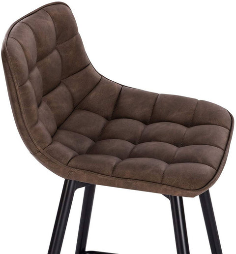 Rootz Bar Stool - Designer Bar Chair - Counter Stool - Faux Leather - Ergonomic with Footrest - Sturdy Metal Legs - Anti-Slip - 43cm x 35.5cm x 87.5cm