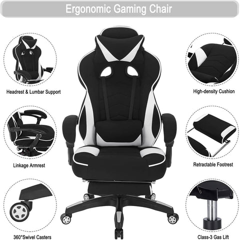 Rootz Gaming Chair - Office Chair - Computer Chair - Breathable Mesh - Adjustable Comfort - Ergonomic Design - 121cm-128cm x 56cm x 46cm