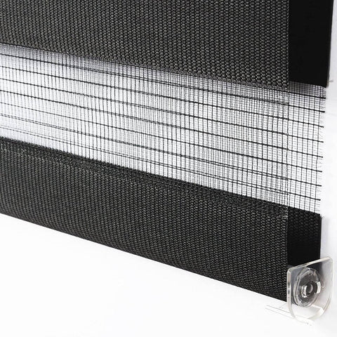 Rootz Double Roller Blind - Duo Rollo - Black Window Covering - Sun Protection - 120x150cm - Easy Installation - Durable & Wear-Resistant Polyester