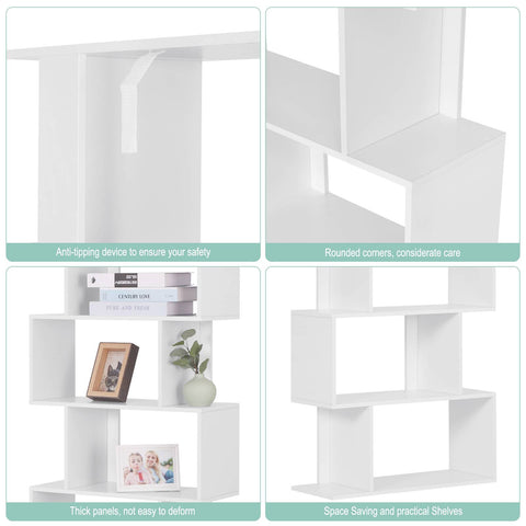 Rootz Modern White Bookcase - Storage Shelf - Cube Organizer - Durable & Water-Resistant - Space-Saving & Versatile - 60cm x 160cm x 23.5cm