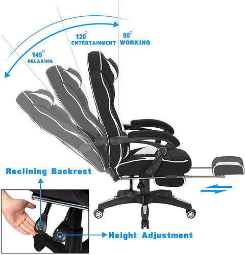 Rootz Gaming Chair - Office Chair - Computer Chair - Breathable Mesh - Adjustable Comfort - Ergonomic Design - 121cm-128cm x 56cm x 46cm