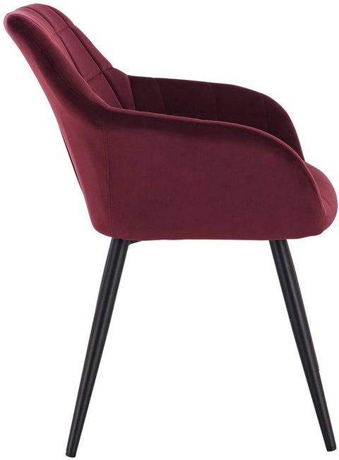Rootz Set of 2 Dining Chairs - Velvet Armchairs - Metal Leg Chairs - Exceptional Comfort - Durable & Stable - Easy Assembly - Bordeaux - 49cm x 43cm x 81cm