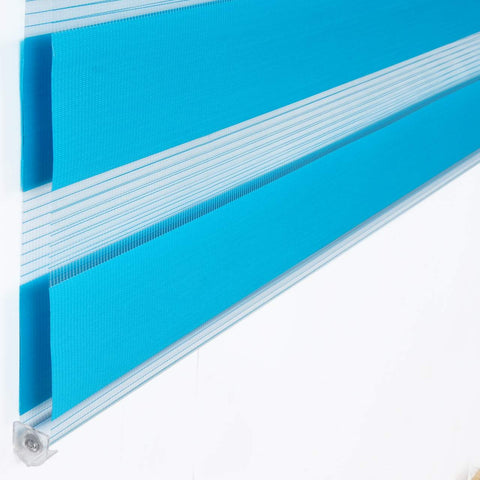 Rootz Double Roller Blind - Easyfix - Window Shade - Blue- Light & Privacy Control - 60x150cm