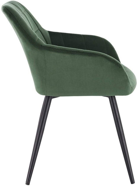 Rootz Set of 2 Velvet Dining Chairs - Armchairs with Metal Legs - Comfortable & Ergonomic, Durable & Stable, Easy Assembly - 49cm x 43cm x 81cm