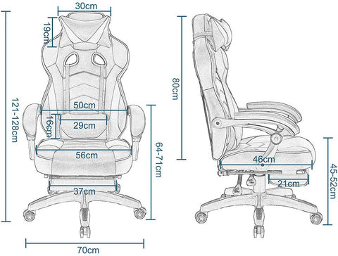 Rootz Ultimate Gaming Chair - Office Chair - Ergonomic Computer Chair - Adjustable, Durable, Easy Assembly - 121cm-128cm x 45cm-52cm