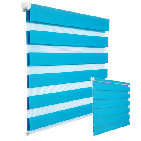 Rootz Double Roller Blind - Easyfix - Window Shade - Blue- Light & Privacy Control - 60x150cm