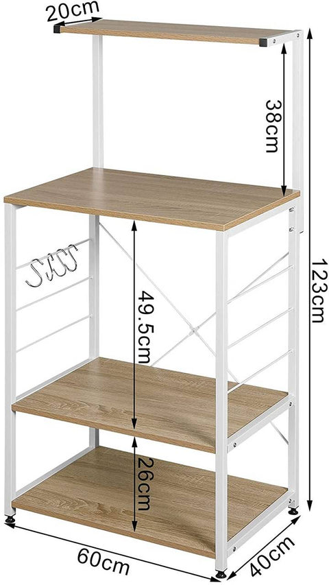 Rootz Modern Multi-Purpose Standing Shelf - Storage Rack - Display Unit - Durable MDF & Steel - Easy Assembly - Waterproof & Scratch-Resistant - 40cm x 60cm x 123cm