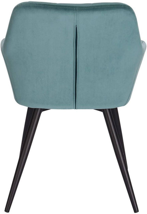 Rootz Set of 2 Dining Chairs - Armchairs with Velvet Seat - Turquoise Metal Legs - Comfortable & Ergonomic - Durable & Stable - Stylish & Versatile - 49cm x 43cm x 81cm