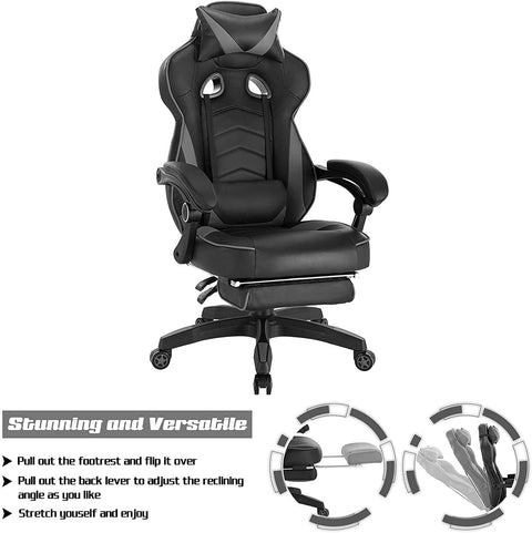Rootz Ultimate Gaming Chair - Ergonomic Office Chair - Adjustable Computer Chair - High-Density Foam Support - Adjustable Height 121cm-128cm - Seat 56cm x 46cm - Backrest 50cm x 80cm