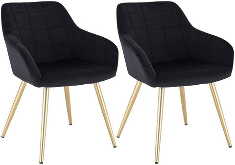Rootz Velvet Dining Chairs - Golden Leg Chairs - Upholstered Chairs - Comfortable, Durable, Versatile - 43cm x 55cm x 81cm