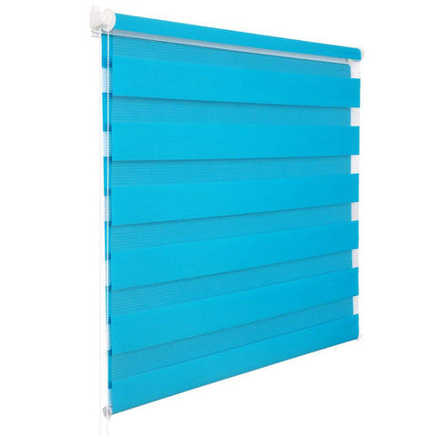 Rootz Double Roller Blind - Easyfix Shade - Privacy & Light Control - No Drill Installation - blue- 90x150cm - Upgrade Room Decor