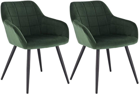 Rootz Set of 2 Velvet Dining Chairs - Armchairs with Metal Legs - Comfortable & Ergonomic, Durable & Stable, Easy Assembly - 49cm x 43cm x 81cm
