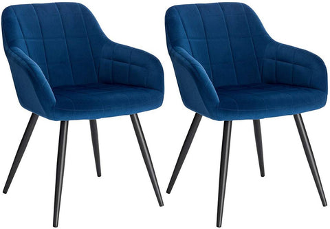 Rootz Set of 2 Dining Chairs - Armchairs - Velvet Seating - Comfortable & Ergonomic - Durable & Stable - Versatile & Stylish - 49cm x 43cm