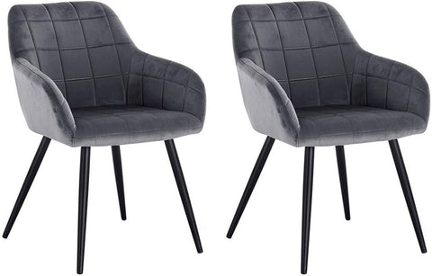 Rootz Set of 2 Dining Chairs - Armchairs - Velvet Chairs - Comfortable & Ergonomic - Durable & Stable - Easy Assembly - 49cm x 43cm x 81cm