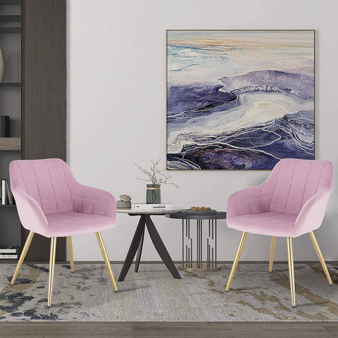 Rootz Velvet Dining Chairs - Golden Legs - Elegant Seating - Comfortable, Durable, Floor Protection - 43cm x 55cm x 81cm