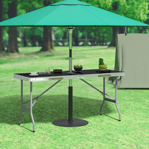 Rootz Portable Folding Table - Picnic Table - Outdoor Table - Easy Setup - Compact & Transportable - Durable & Stable - Iron & MDF - 150cm x 69.5cm x 60cm