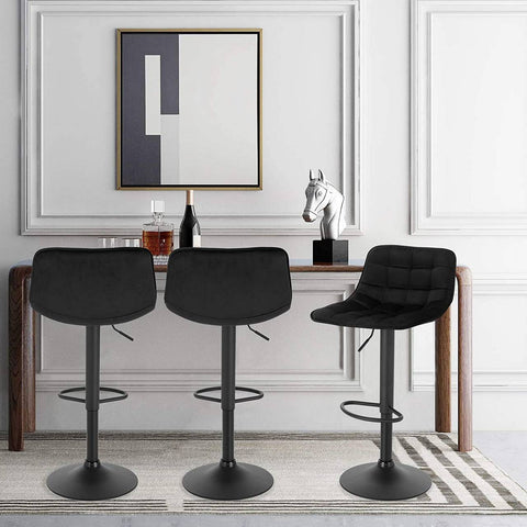 Rootz Bar Stool - Adjustable Counter Chair - Swivel Barstool - Comfortable, Durable, Easy Maintenance - Velvet & Metal - 82.5cm-104cm x 42.5cm x 35cm