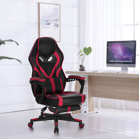 Rootz Ultimate Comfort Gaming Chair - Ergonomische bureaustoel - Computerstoel met lendensteun en voetsteun - Verstelbaar, duurzaam, stijlvol - Kunstleer - 115-123 cm x 55 cm x 62 cm