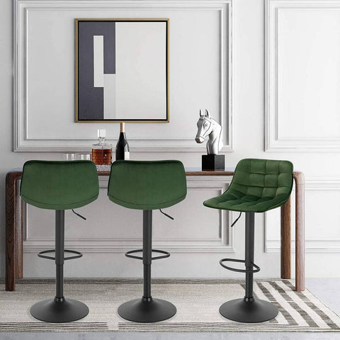Rootz Bar Stool - Velvet Counter Chair - Adjustable Barstool - Ergonomic Design, Durable Build, Adjustable Height - 42.5cm x 35cm, Height: 82.5cm - 104cm