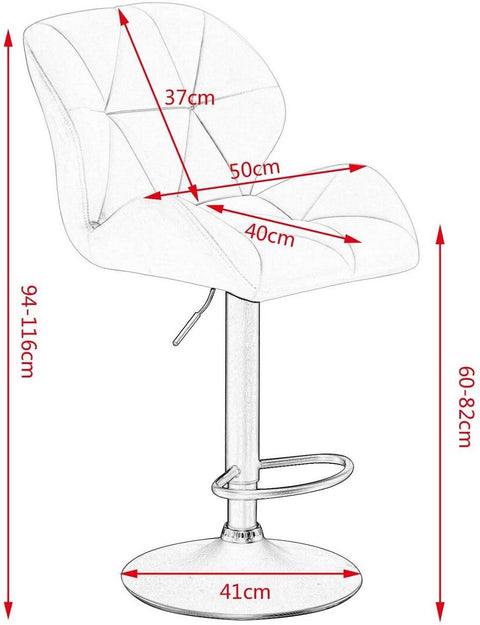 Rootz Bar Stool Set - Counter Stools - Swivel Chairs - Ergonomic Design, Durable Construction, Floor Protection - Faux Leather - 94cm-116cm x 50cm x 40cm