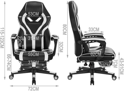 Rootz Ultimate Comfort Gaming Chair - Ergonomic Office Chair - Adjustable Computer Chair - High-Quality Faux Leather - Adjustable Height 115-123cm - Seat 55cm x 62cm