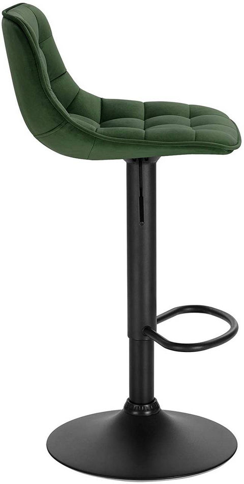 Rootz Bar Stool - Counter Stool - Adjustable Bar Chair - Plush Velvet - Sturdy Metal Frame - Ergonomic Design - 42.5cm x 35cm, Height 82.5cm - 104cm