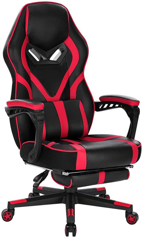Rootz Ultimate Comfort Gaming Chair - Ergonomic Office Chair - Computer Chair with Lumbar Support and Footrest - Adjustable, Durable, Stylish - Faux Leather - 115-123cm x 55cm x 62cm