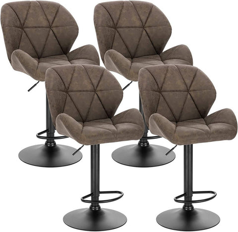 Rootz Bar Stool - Adjustable Counter Chair - Swivel Barstool - Ergonomic Design, Durable Build, Floor Protection - Faux Leather - 94cm-116cm x 50cm x 40cm