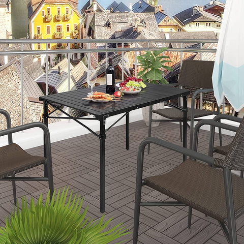 Rootz Portable Aluminum Camping Table - Outdoor Table - Folding Table - Durable, Lightweight, Easy Assembly - 69cm x 70cm x 104cm