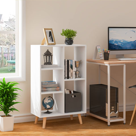 Rootz White Cube Bookshelf - Storage Organizer - Display Shelf - Space-Saving Design - Sturdy & Safe - Modern Aesthetic - 60cm x 95cm x 30cm