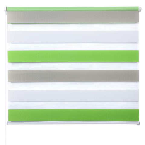 Rootz Double Roller Blind - Window Shade - Privacy Screen - Light Control - 85x150cm - 100% Polyester, Green/Grey