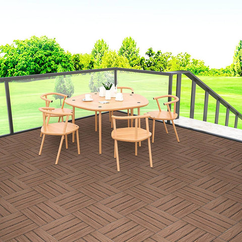 Rootz WPC Terrace Tiles - Decking Tiles - Outdoor Flooring - Durable, Easy Installation, Low Maintenance - 30cm x 30cm x 1.8cm