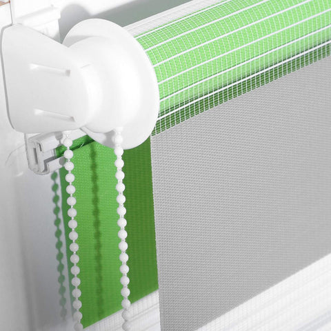 Rootz Double Roller Blind - Window Shade - Privacy Screen - Durable Polyester - 80cm x 150cm White+Green+Gray